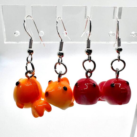 Fish Earrings - Whale Earrings - Goldfish Accessories - Beach Earring - Vacation - Picture 3 of 11